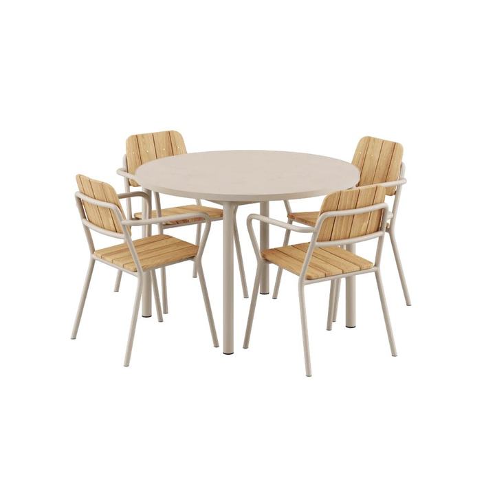 Kirra Dining Table Ø110 Ceramic & 4 Kirra Patio Chair