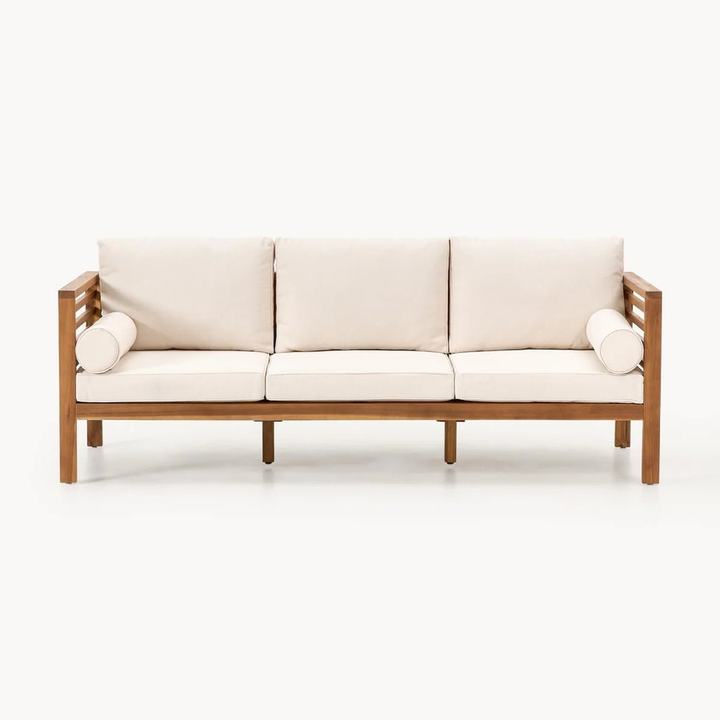 Acacia Wood Garden Lounge Sofa Bo (3-seater), Beige