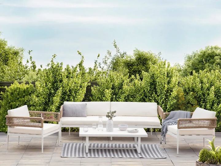 Garden Lounge Set with Table 5 Seater SERLA Metal White