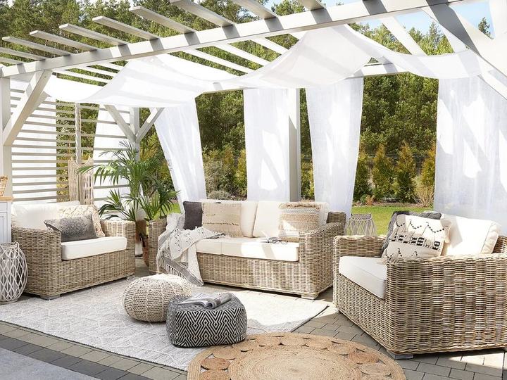 Garden Sofa Set 4 Seater ARDEA Rattan Light Brown