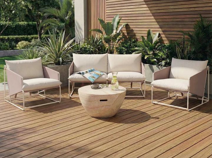 Garden Sofa Set 4 Seater PONTE Metal Light Beige